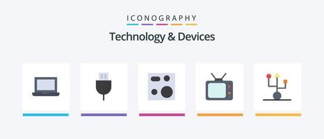 enheter platt 5 ikon packa Inklusive enheter. Kolla på. matlagning. tv. Produkter. kreativ ikoner design vektor