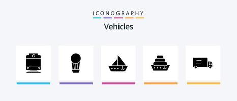 Fahrzeuge Glyphe 5 Icon Pack inklusive . Fahrzeuge. Fahrzeuge. Schiff. kreatives Symboldesign vektor