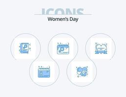 Frauentag blau Icon Pack 5 Icon Design. Frauen. planen. Gesicht. Tag. Zeichen vektor