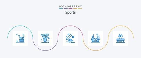 sporter blå 5 ikon packa Inklusive träning. sport. skyttel. keps. boll vektor