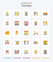 kreativ tåg station 25 platt ikon packa sådan som botanisk. tåg. ljus. tecken. tåg vektor