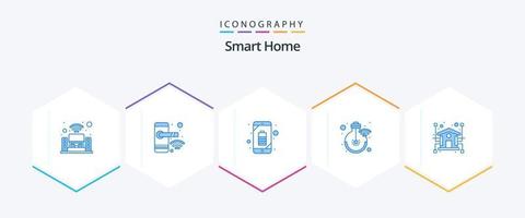 Smart Home 25 Blue Icon Pack inklusive Automatisierung. Licht. Batterie. Lampe. Idee vektor