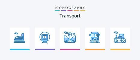 transport blå 5 ikon packa Inklusive lastbil. traktor. transport. bil. transport. kreativ ikoner design vektor