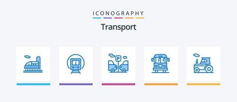 transport blau 5 icon pack inklusive lkw. Traktor. Transport. Auto. Transport. kreatives Symboldesign vektor