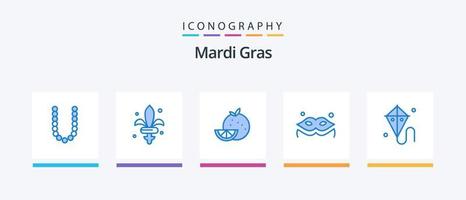 Mardi Gras Blue 5 Icon Pack inklusive Frühling. Ostern. orange. Maskerade. Kostüm. kreatives Symboldesign vektor