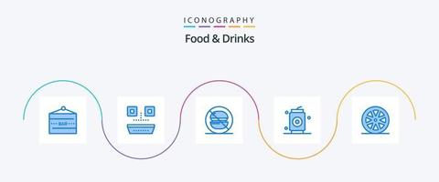 mat och drycker blå 5 ikon packa Inklusive mat. drycker. japansk mat. burk. Nej vektor