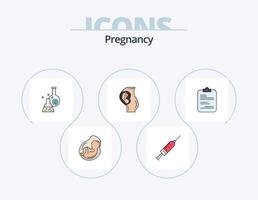 Schwangerschaftslinie gefüllt Icon Pack 5 Icon Design. Venus. schlagen. Baby. Impuls. Herz vektor