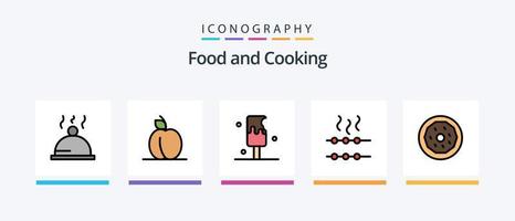 Lebensmittellinie gefüllt 5 Icon Pack inklusive Obst. Beere. Essen. Essen. Schüssel. kreatives Symboldesign vektor
