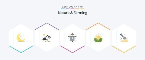 Natur und Landwirtschaft 25 Flat Icon Pack inklusive Farm. Garten. Bauernhof. Landwirtschaft. Getreide vektor