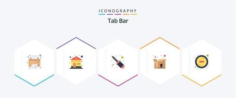 tab bar 25 flaches Icon Pack inklusive . . Schraubenfixierer. entfernen. löschen vektor