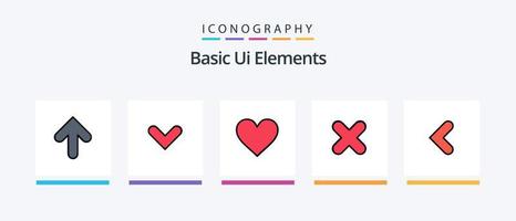 grundläggande ui element linje fylld 5 ikon packa Inklusive post. SMS. pil. höger. fram. kreativ ikoner design vektor