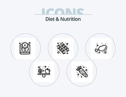 Diät- und Ernährungslinie Icon Pack 5 Icon Design. . Messung. Diät. Diät. Obst keine Traube vektor