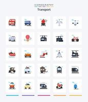 kreativ transport 25 platt ikon packa sådan som transport. ballong. plan. luft. transport vektor