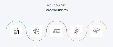 Modern Business Line 5 Icon Pack inklusive Login. Sicherheit. Karten. Vorhängeschloss. Einkaufen vektor