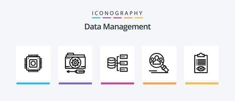 data förvaltning linje 5 ikon packa Inklusive video. mapp. data. frågeformulär. dokument. kreativ ikoner design vektor