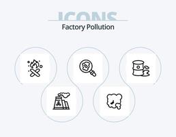 Fabrikverschmutzungslinie Icon Pack 5 Icon Design. Umfeld. Luft. Herz. Verschmutzung. Industrie vektor