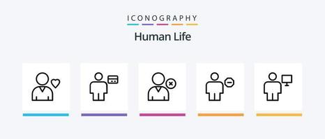 Human Line 5 Icon Pack inklusive Code. Benutzerbild. Körper. Benutzer. bearbeiten. kreatives Symboldesign vektor