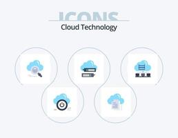 moln teknologi platt ikon packa 5 ikon design. uppkopplad. chatt. moln. tillgång. data vektor