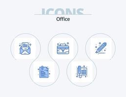 Büro blau Icon Pack 5 Icon Design. Zeichnung. Portfolio. Forderung. Fall. Post vektor