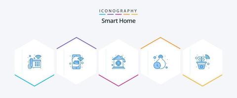 Smart Home 25 Blue Icon Pack inklusive Farm. schlau. Sicherheit. Beleuchtung. Mikrochip vektor