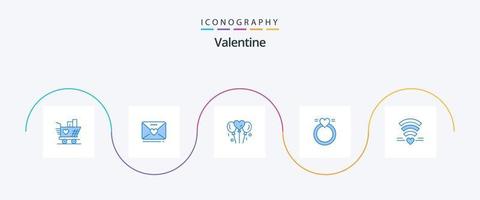 Valentine Blue 5 Icon Pack inklusive Liebe. Hochzeit. Blondine. Liebe. Ring vektor