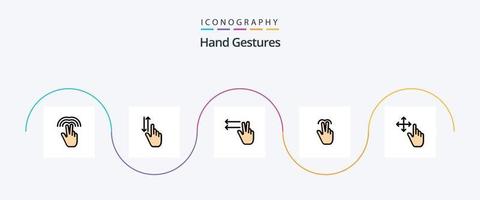 handgesten linie gefüllt flach 5 icon pack inklusive finger. berühren. runter. Handy, Mobiltelefon. Gesten vektor