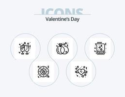 Valentinstag Linie Icon Pack 5 Icon Design. Abendessen. Hochzeit. Kamera. Liebe. Diamant vektor