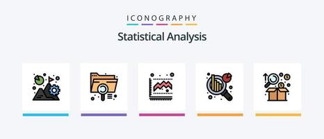 Statistische Analysezeile gefüllt 5 Icon Pack inklusive Ziel. Planke. Ziel. Pfeil. erreichen. kreatives Symboldesign vektor