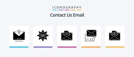 E-Mail-Glyphe 5 Icon Pack inklusive E-Mail. Email. Nachricht. dokumentieren. Brief. kreatives Symboldesign vektor