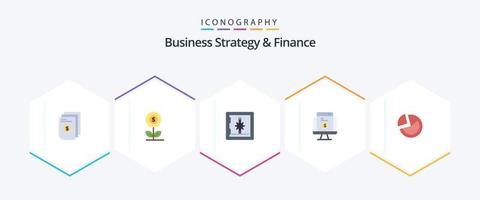 Geschäftsstrategie und Finanzen 25 Flat Icon Pack einschließlich E-Commerce. online. Geschäft. Zahlung. Kaution vektor
