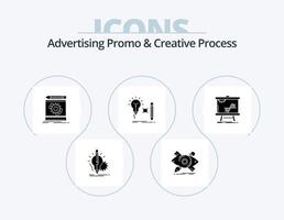 reklam promo och kreativ bearbeta glyf ikon packa 5 ikon design. nyckel. aning. skiss. prototypframställning. bearbeta vektor
