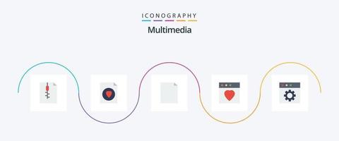 Multimedia Flat 5 Icon Pack inklusive . Buchseite. Vorlieben. App vektor