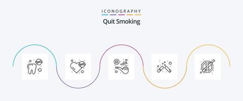 sluta rökning linje 5 ikon packa Inklusive förbjudna. rökning. cigarett. cigarett. förbjudna vektor
