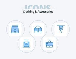 Kleidung und Accessoires blau Icon Pack 5 Icon Design. . Tasche. Reißverschluss vektor