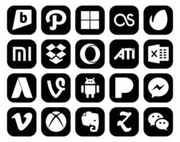 20 Social Media Icon Pack einschließlich Xbox Vimeo Ati Messenger Android vektor