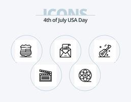 USA-Line-Icon-Pack 5 Icon-Design. Tasche. Theater. Email. Freizeit. Post vektor
