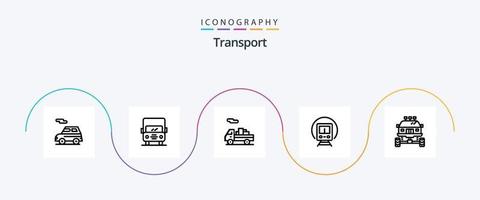 Transportlinie 5 Icon Pack inklusive Auto. Auto. Lieferung. Transport. Zug vektor