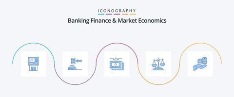 bank finansiera och marknadsföra ekonomi blå 5 ikon packa Inklusive flöde. Rättslig. lag. bedöma. klubban vektor