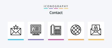 Kontakt linje 5 ikon packa Inklusive Kontakt oss. kommunikation. e-post. telefon. Kontakt oss. kreativ ikoner design vektor