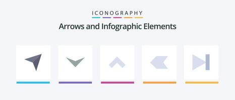 pil platt 5 ikon packa Inklusive . sista. upp. fram. vänster. kreativ ikoner design vektor