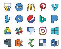 20 Social-Media-Icon-Packs, einschließlich Myspace, Instagram, Pepsi, mögen Slack nicht vektor