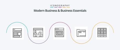 Modern Business und Business Essentials Line 5 Icon Pack inklusive Events. Datum. Geschäft. Kalender. Menschen vektor