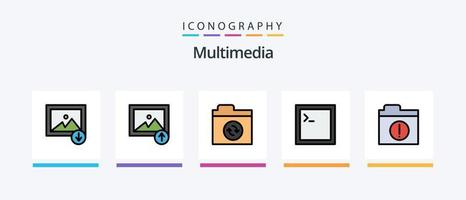 Multimedia-Linie gefüllt 5 Icon Pack einschließlich . synchronisieren. Foto. bearbeiten. kreatives Symboldesign vektor