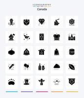 kreativ kanada 25 glyf fast svart ikon packa sådan som hjul. ferris. diamant. trä. logga vektor