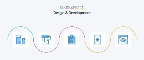 design och utveckling blå 5 ikon packa Inklusive utveckling. kodning. måla. utveckling. leverans vektor