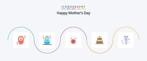 Lycklig mödrar dag platt 5 ikon packa Inklusive . bröllop. tandkräm vektor