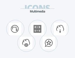 Multimedia-Line-Icon-Pack 5 Icon-Design. . erhalten. vektor