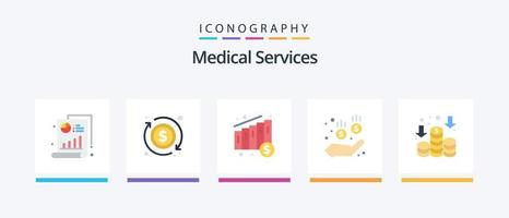 medicinsk tjänster platt 5 ikon packa Inklusive . pengar. Diagram. inkomst. pengar. kreativ ikoner design vektor