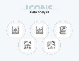 data analys linje ikon packa 5 ikon design. fil. databas. analys. Diagram. digital vektor