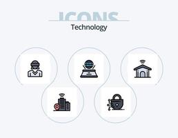 Technologielinie gefüllt Icon Pack 5 Icon Design. virtuelle Realität. menschlich. Mann. Kopf. Technologie vektor